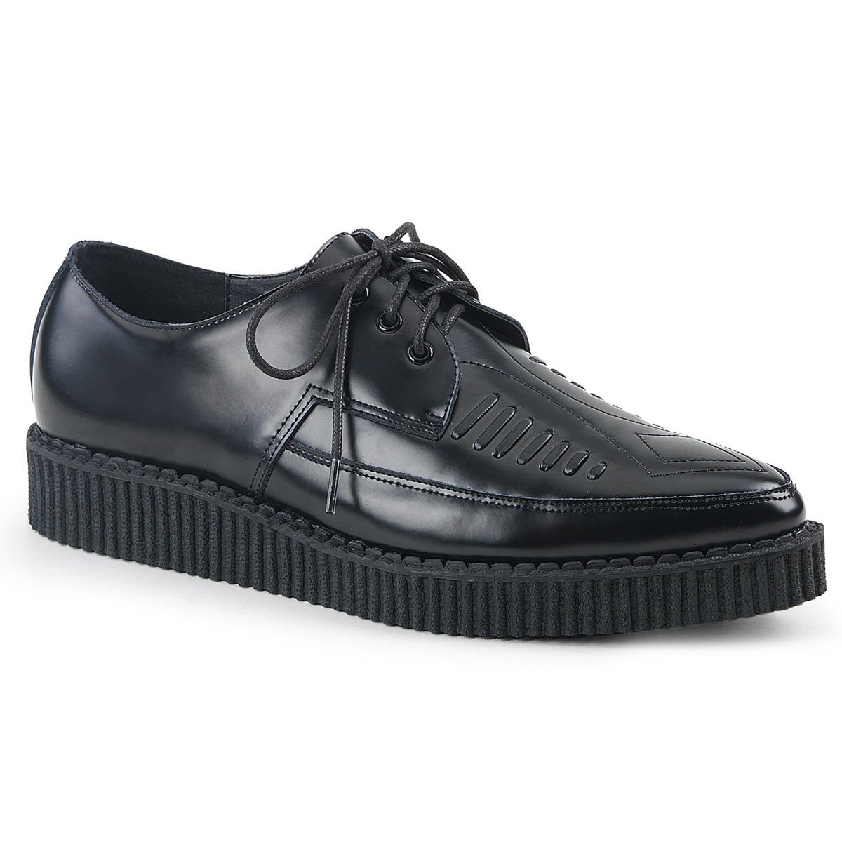 Chaussures Creepers Demonia Creeper-712 Platform Cuir Noir Homme | WLR-0446284