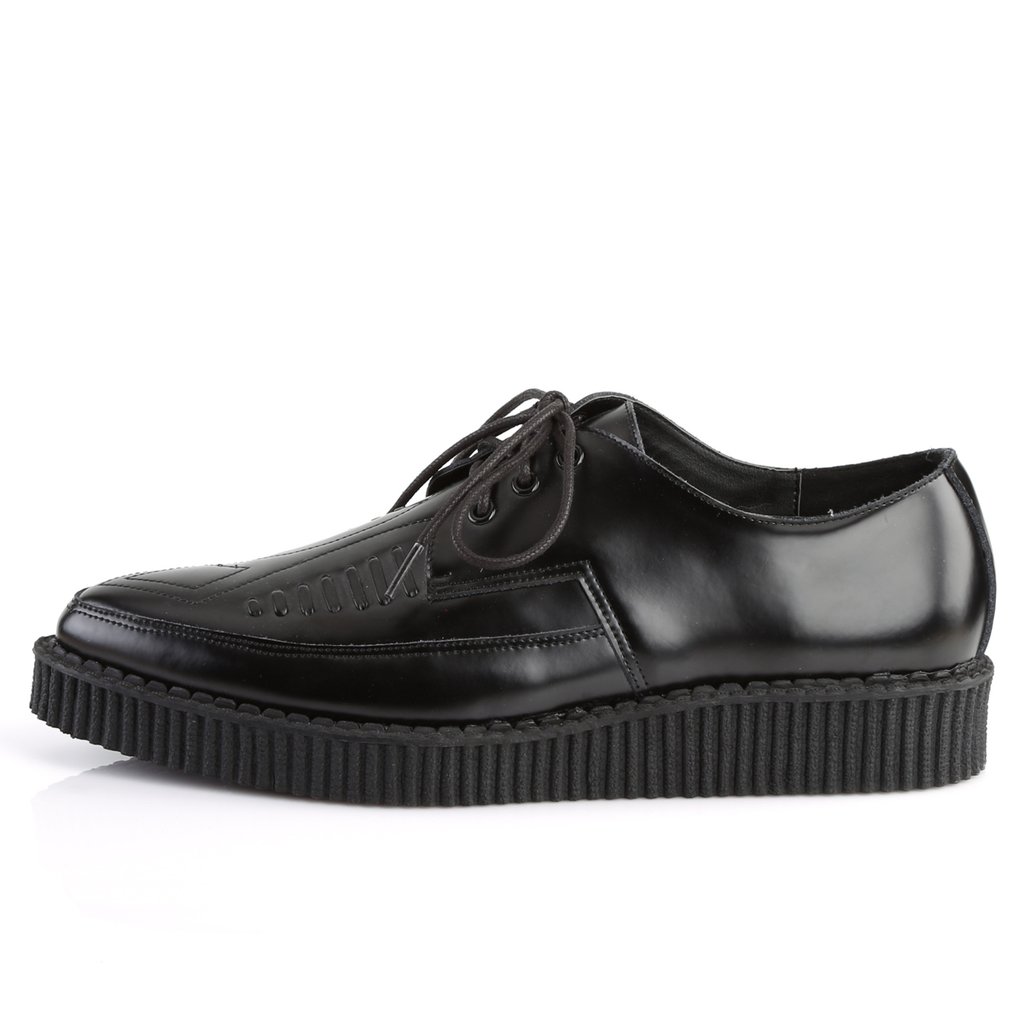 Chaussures Creepers Demonia Creeper-712 Platform Cuir Noir Homme | WLR-0446284