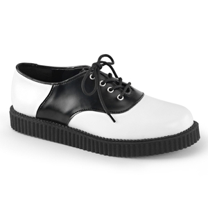 Chaussures Creepers Demonia Creeper-606 Platform Cuir Blanche / Noir Homme | BEP-4000319