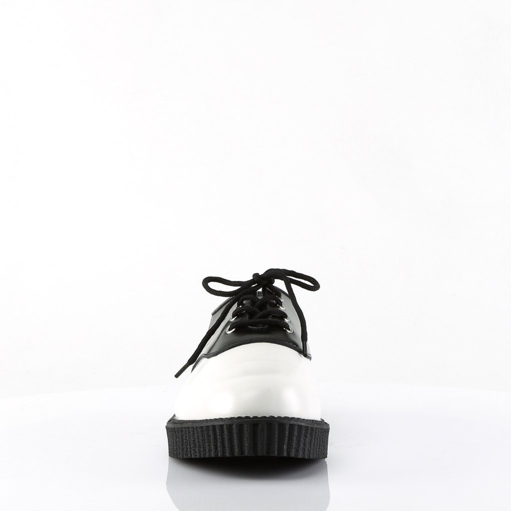 Chaussures Creepers Demonia Creeper-606 Platform Cuir Blanche / Noir Homme | BEP-4000319