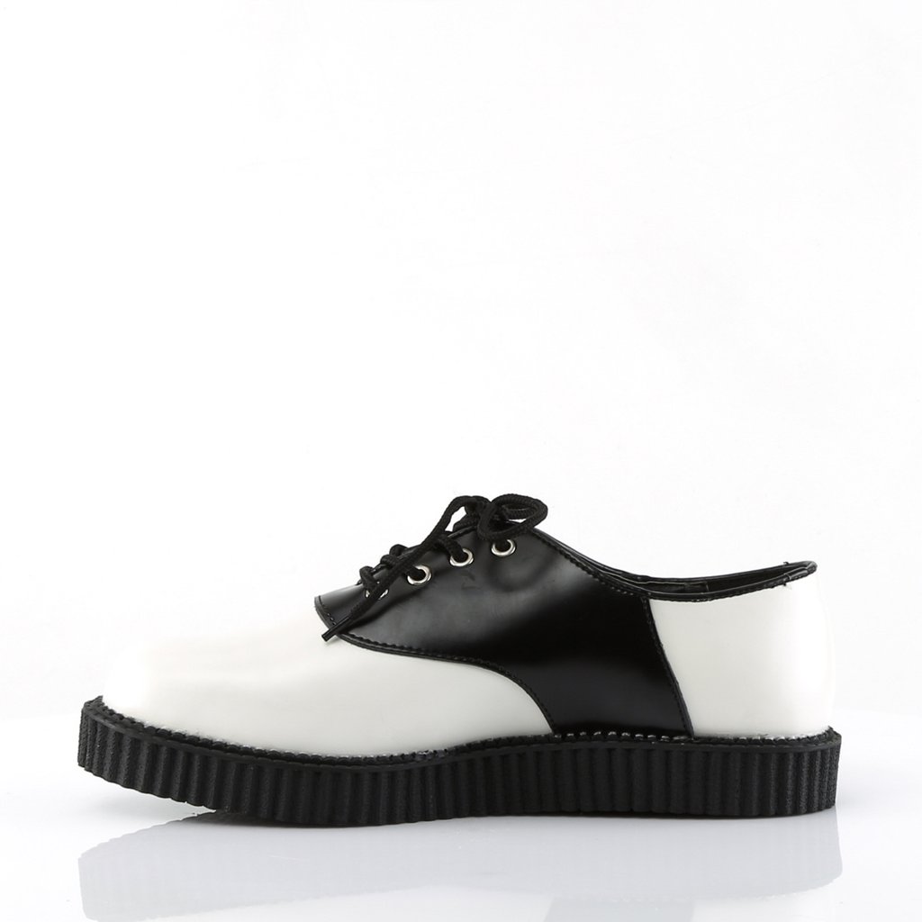 Chaussures Creepers Demonia Creeper-606 Platform Cuir Blanche / Noir Homme | BEP-4000319