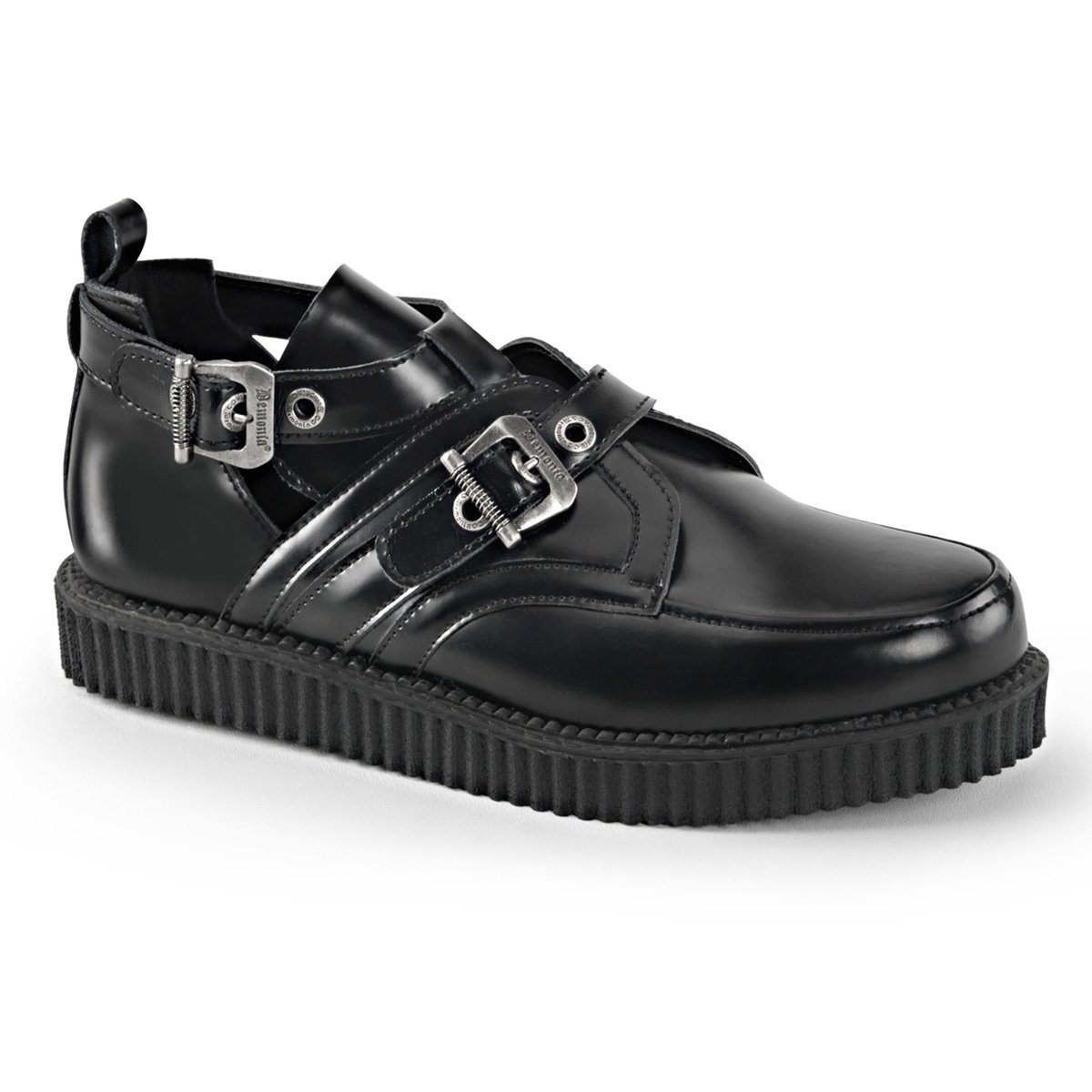 Chaussures Creepers Demonia Creeper-615 Platform Cuir Noir Homme | ZGA-8502649