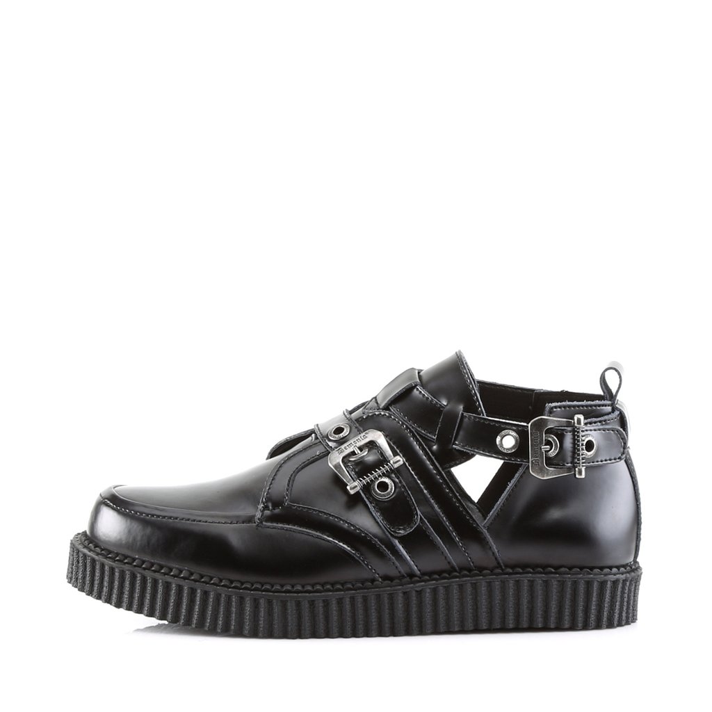 Chaussures Creepers Demonia Creeper-615 Platform Cuir Noir Homme | ZGA-8502649