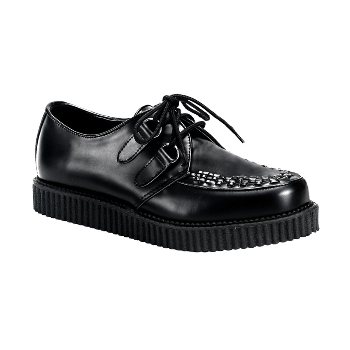 Chaussures Creepers Demonia Creeper-602 Platform Rockabilly Punk Cuir Noir Homme | OZR-5349883