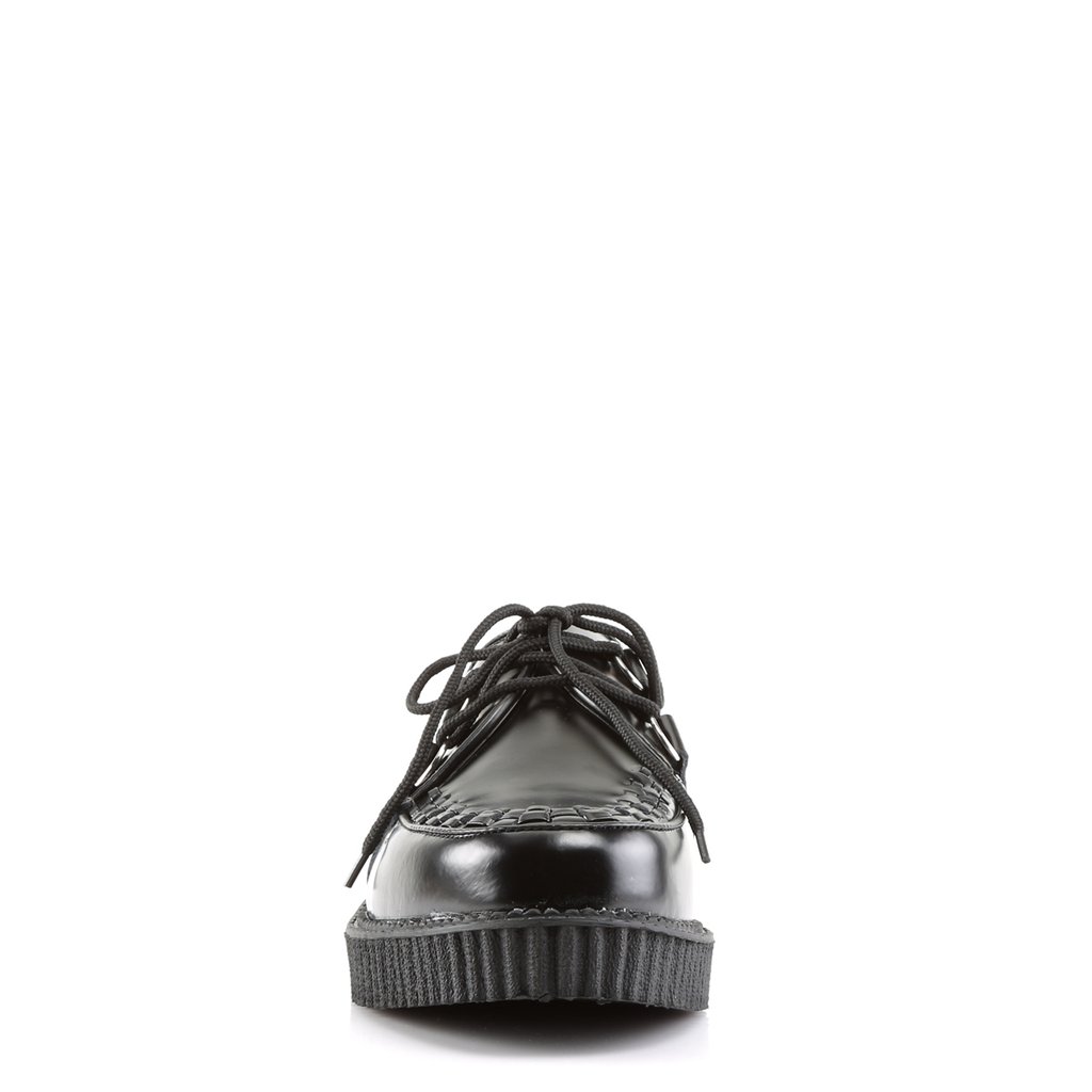 Chaussures Creepers Demonia Creeper-602 Platform Rockabilly Punk Cuir Noir Homme | OZR-5349883