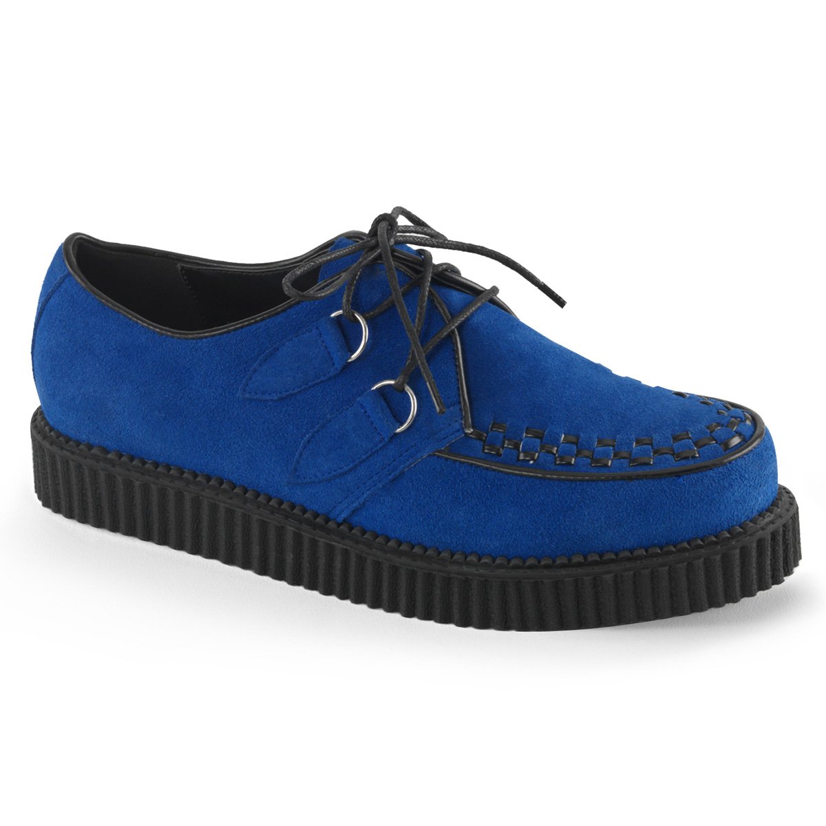 Chaussures Creepers Demonia Creeper-602S Platform Dentelle Up Rockabilly Punk Daim Bleu Homme | FDM-6412738