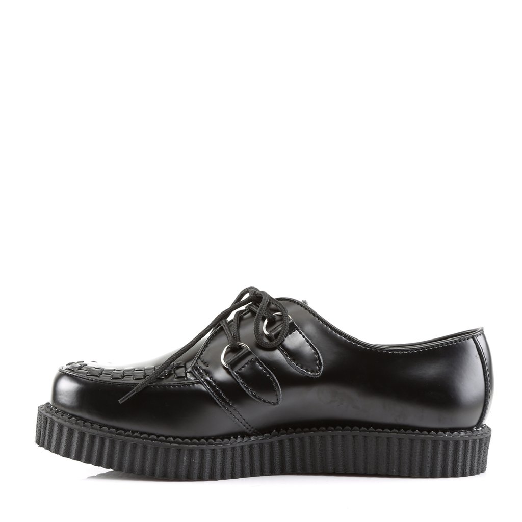 Chaussures Creepers Demonia Creeper-602 Platform Rockabilly Punk Cuir Noir Homme | OZR-5349883