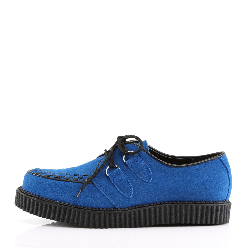 Chaussures Creepers Demonia Creeper-602S Platform Dentelle Up Rockabilly Punk Daim Bleu Homme | FDM-6412738