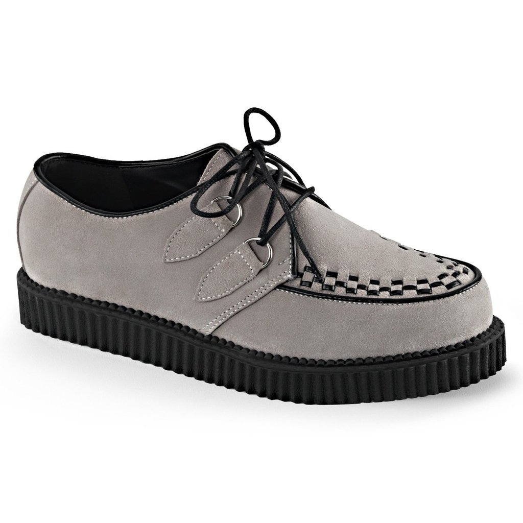 Chaussures Creepers Demonia Creeper-602S Platform Dentelle Up Rockabilly Punk Daim Grise Homme | TQX-1727516