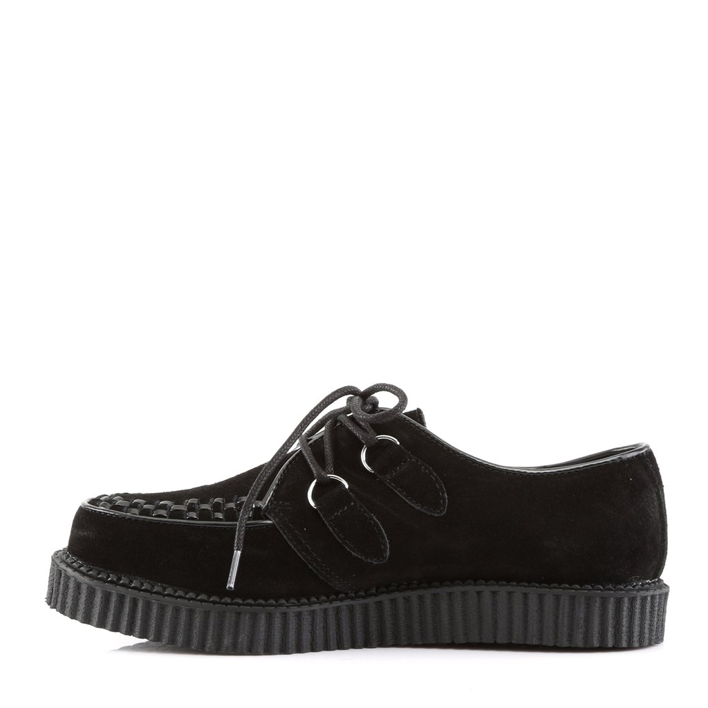 Chaussures Creepers Demonia Creeper-602S Platform Rockabilly Punk Daim Noir Homme | UEM-2896815