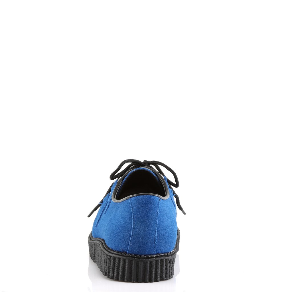 Chaussures Creepers Demonia Creeper-602S Platform Dentelle Up Rockabilly Punk Daim Bleu Homme | FDM-6412738