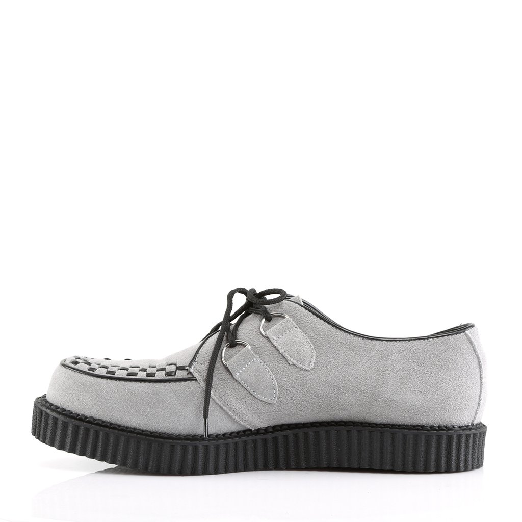 Chaussures Creepers Demonia Creeper-602S Platform Dentelle Up Rockabilly Punk Daim Grise Homme | TQX-1727516