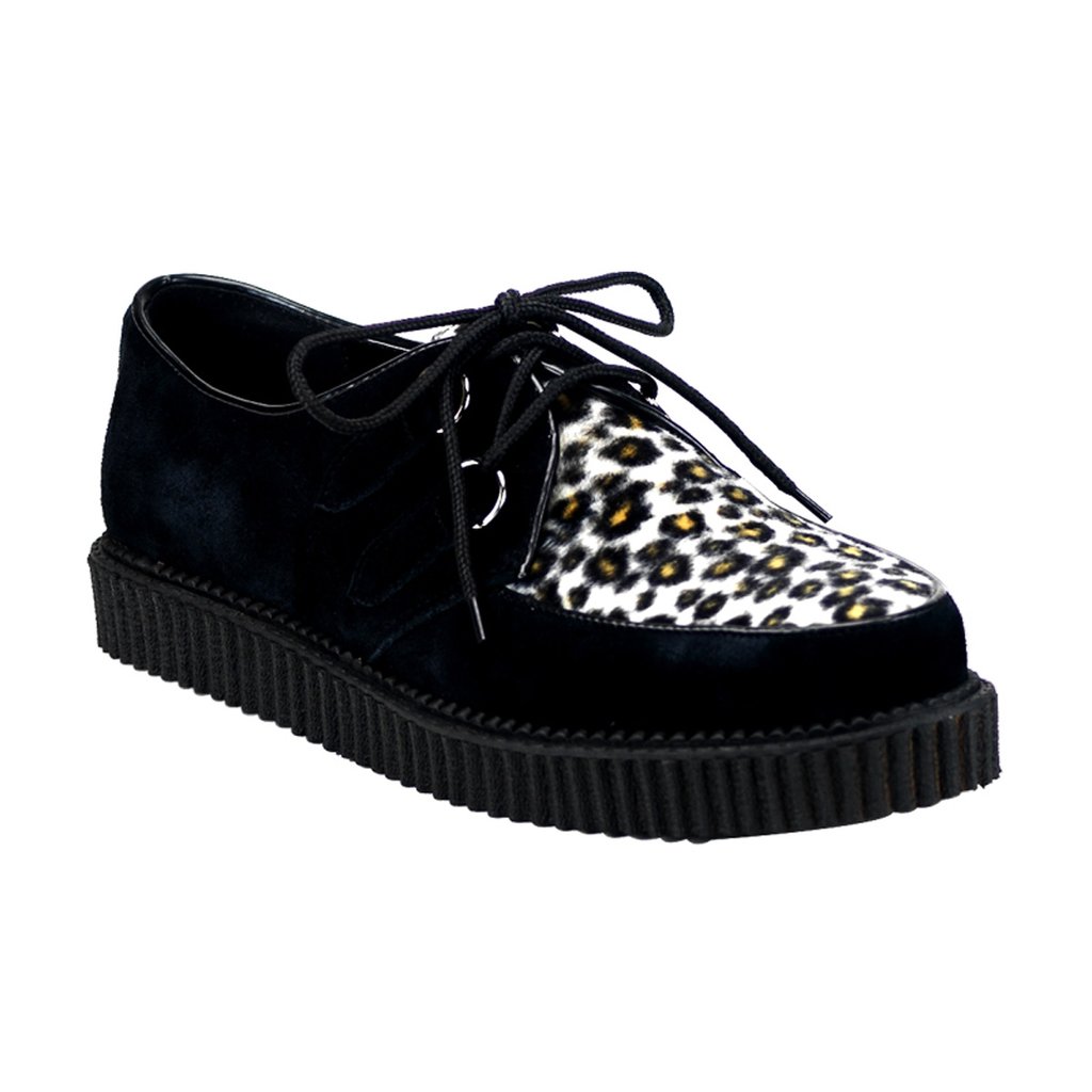 Chaussures Creepers Demonia Creeper-600 Platform Rockabilly Punk Daim Noir Homme | KAP-8475927