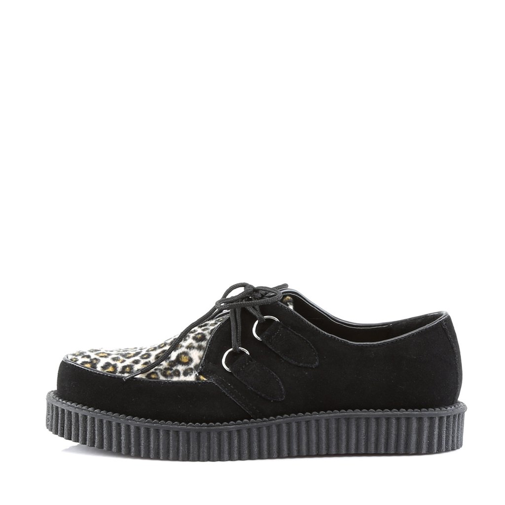 Chaussures Creepers Demonia Creeper-600 Platform Rockabilly Punk Daim Noir Homme | KAP-8475927