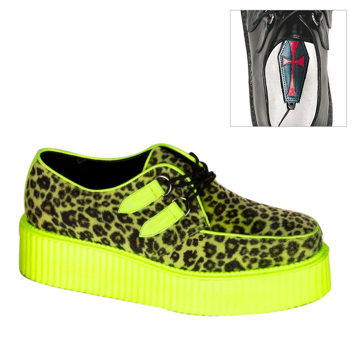 Chaussures Creepers Demonia V-CREEPER-507UV Platform Punk Goth Cheetah Homme | EJZ-2361969