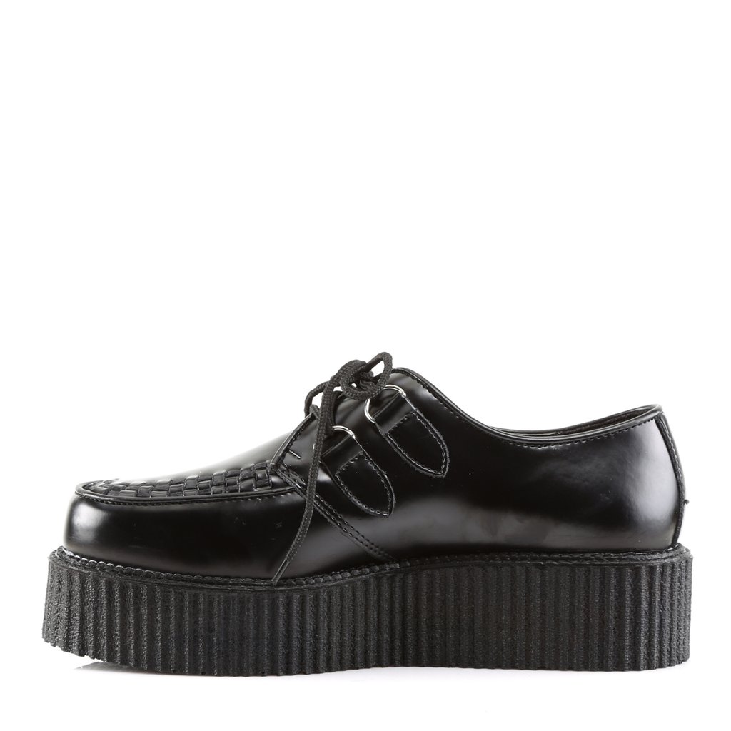 Chaussures Creepers Demonia Creeper-402 Platform Rockabilly Goth Punk Cuir Noir Homme | FHQ-7968554