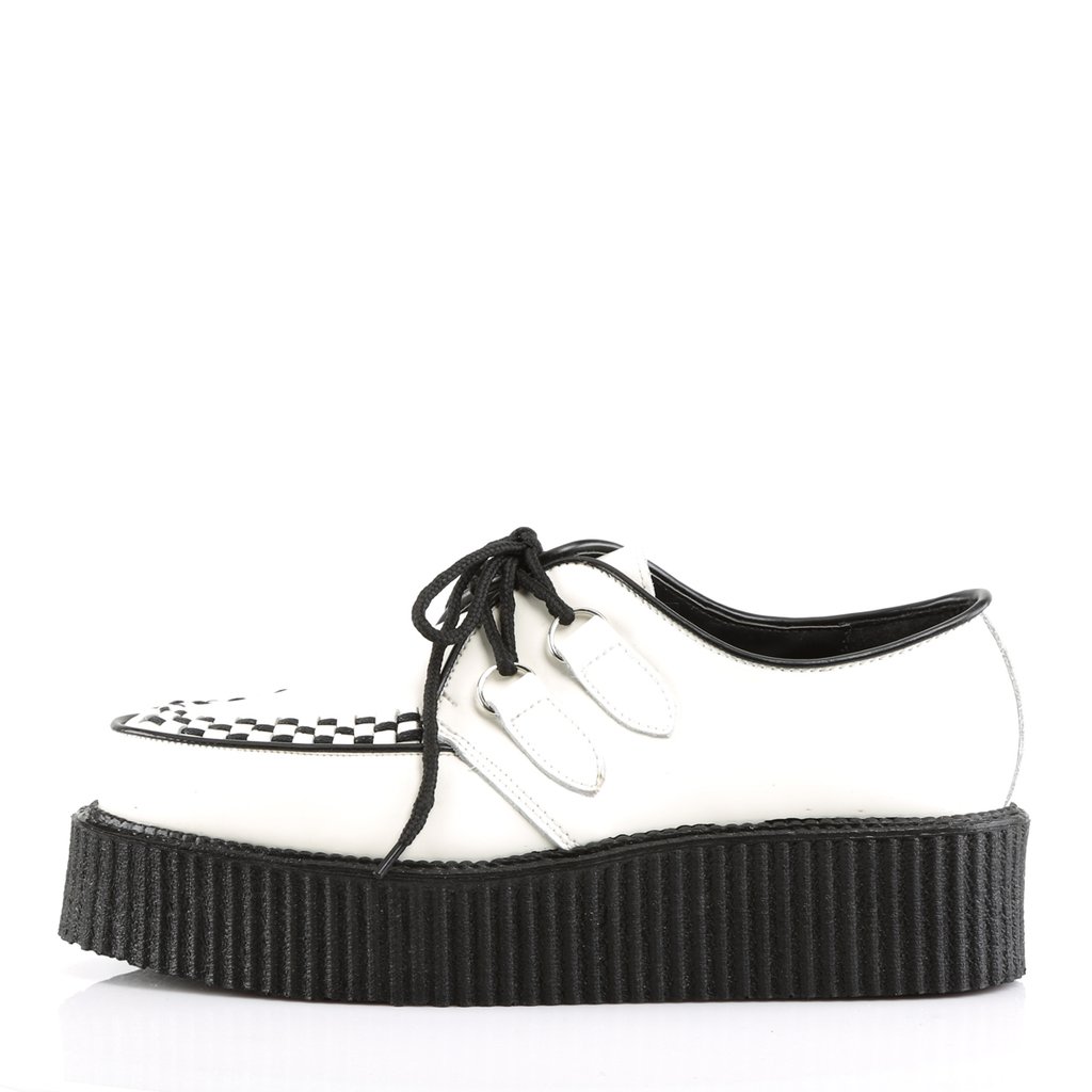 Chaussures Creepers Demonia Creeper-402 Platform Rockabilly Goth Punk Cuir Blanche Homme | SYO-8459496