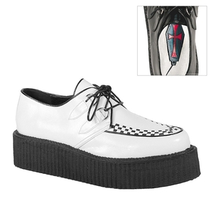 Chaussures Creepers Demonia V-CREEPER-502 Platform Goth Punk Cuir Vegan Blanche Homme | AYL-1294326