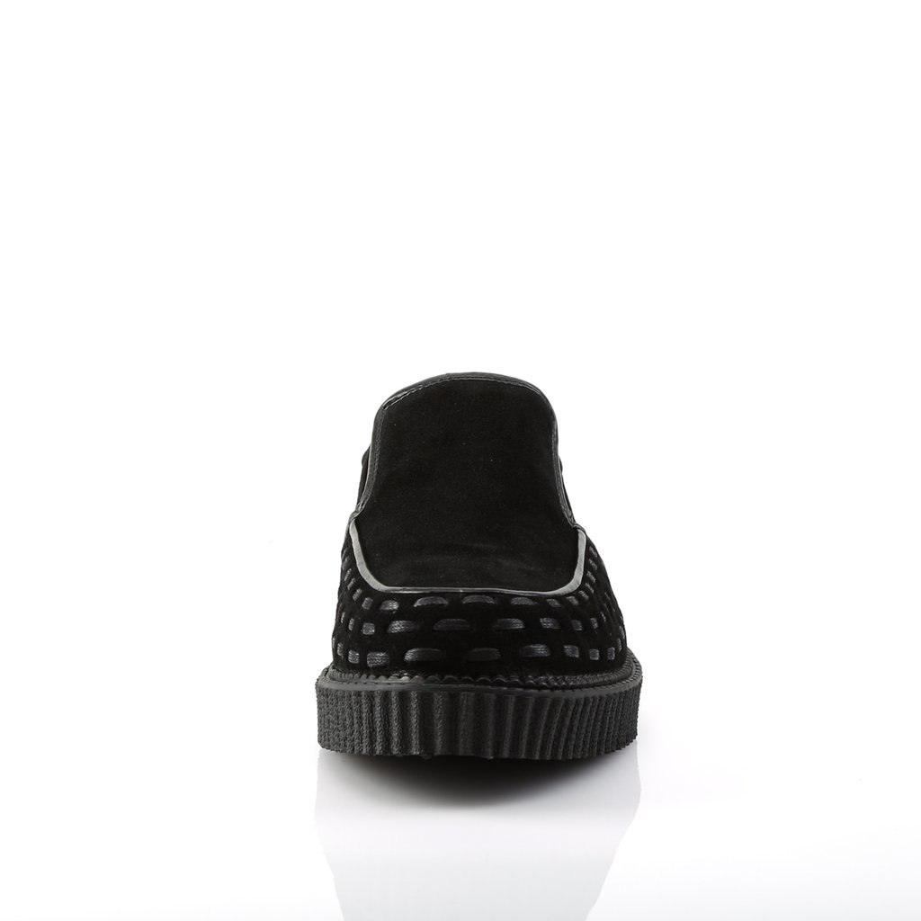 Chaussures Creepers Demonia V-CREEPER-607 Platform Daim Vegan Noir Homme | GLS-9733994