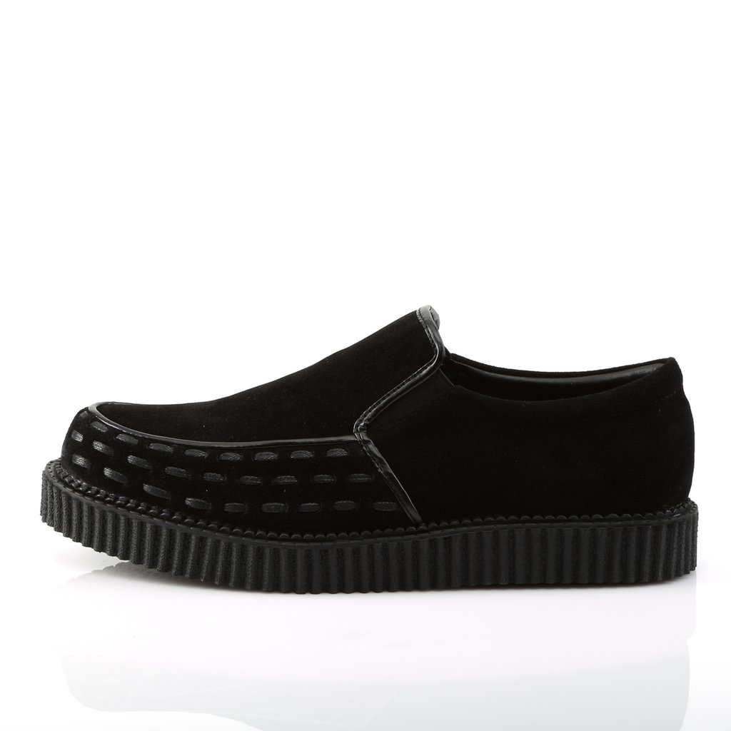 Chaussures Creepers Demonia V-CREEPER-607 Platform Daim Vegan Noir Homme | GLS-9733994