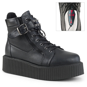 Chaussures Creepers Demonia V-CREEPER-566 Platform Dentelle Up Cuir Vegan Noir Homme | EJA-5606497