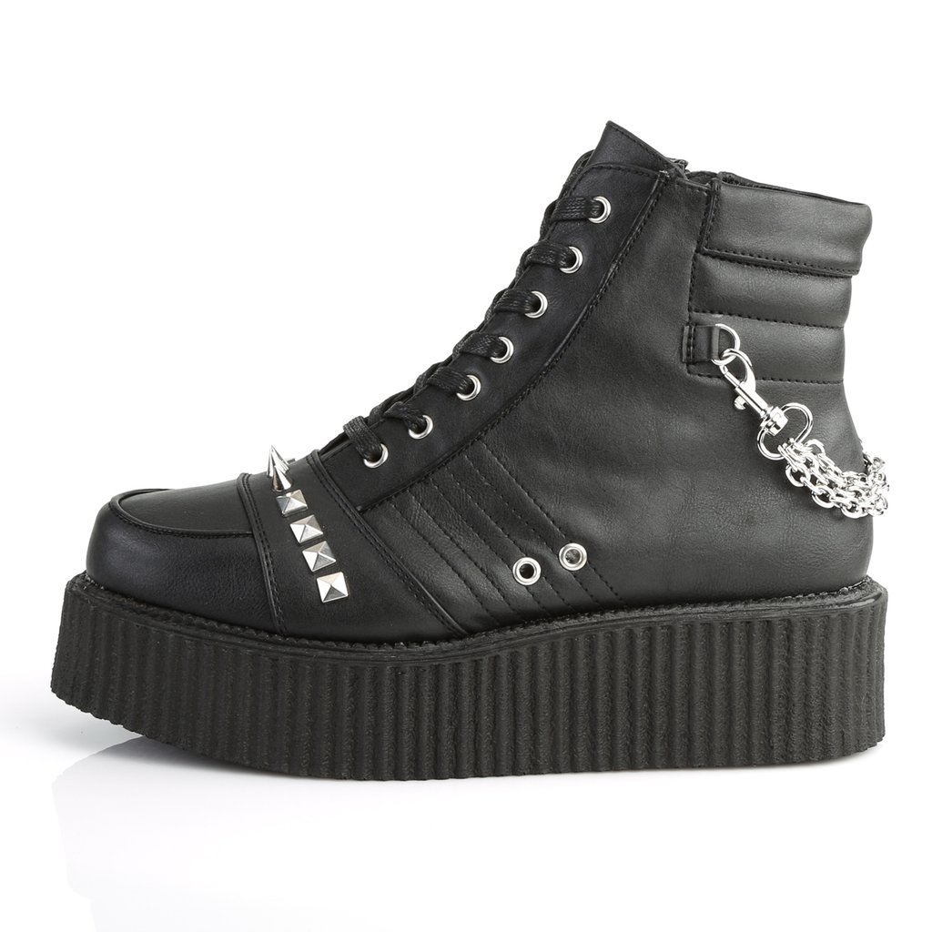 Chaussures Creepers Demonia V-CREEPER-565 Platform Cuir Vegan Noir Homme | HXF-0495716