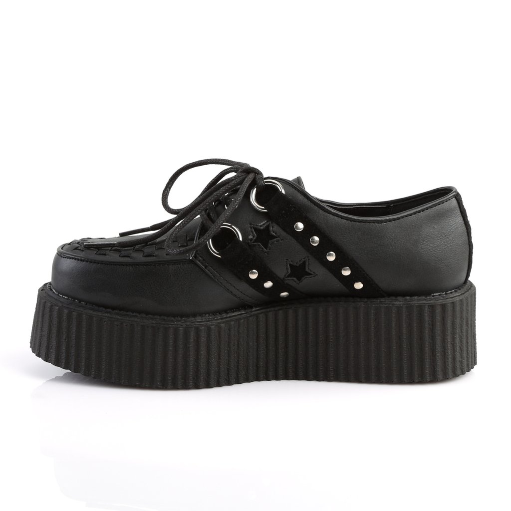 Chaussures Creepers Demonia V-CREEPER-538 Platform Daim Vegan Noir Homme | UZT-0177773