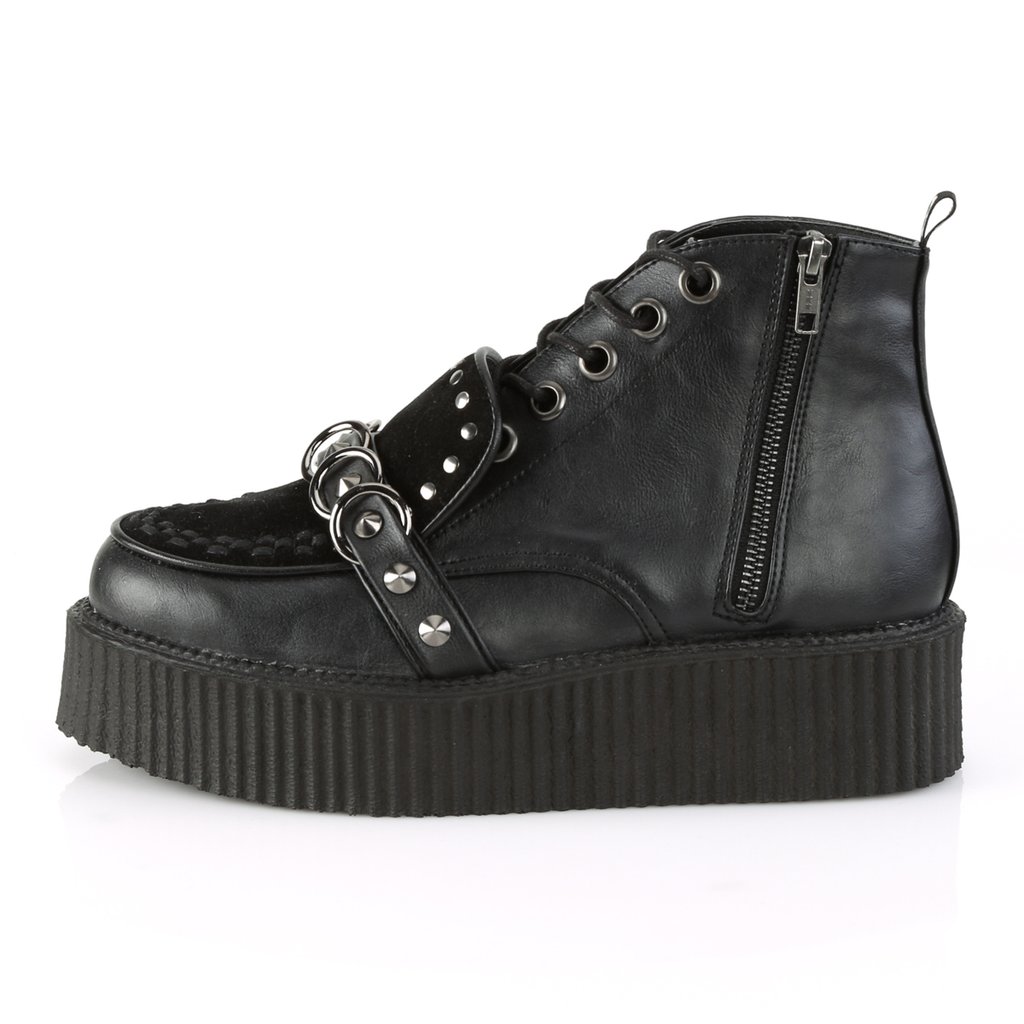 Chaussures Creepers Demonia V-CREEPER-555 Platform Dentelle Up Daim Vegan Noir Homme | TXS-3055087