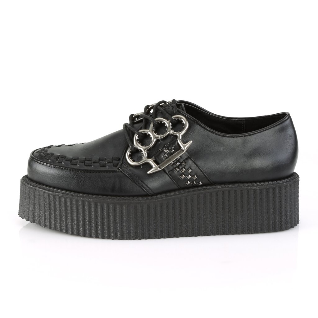 Chaussures Creepers Demonia V-CREEPER-516 Platform Cuir Vegan Noir Homme | KAP-3834792