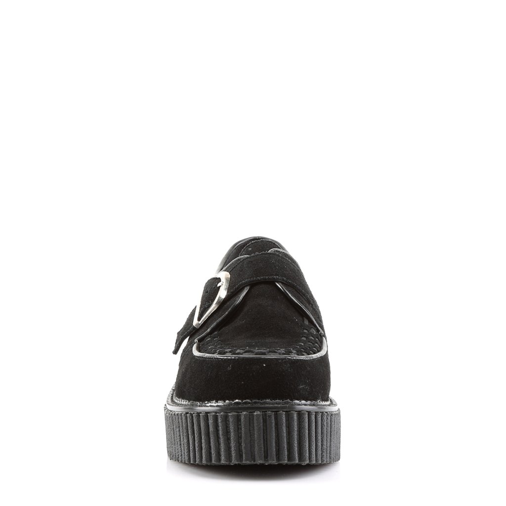 Chaussures Creepers Demonia Creeper-118 Platform Daim Vegan Noir Femme | BSA-0231980