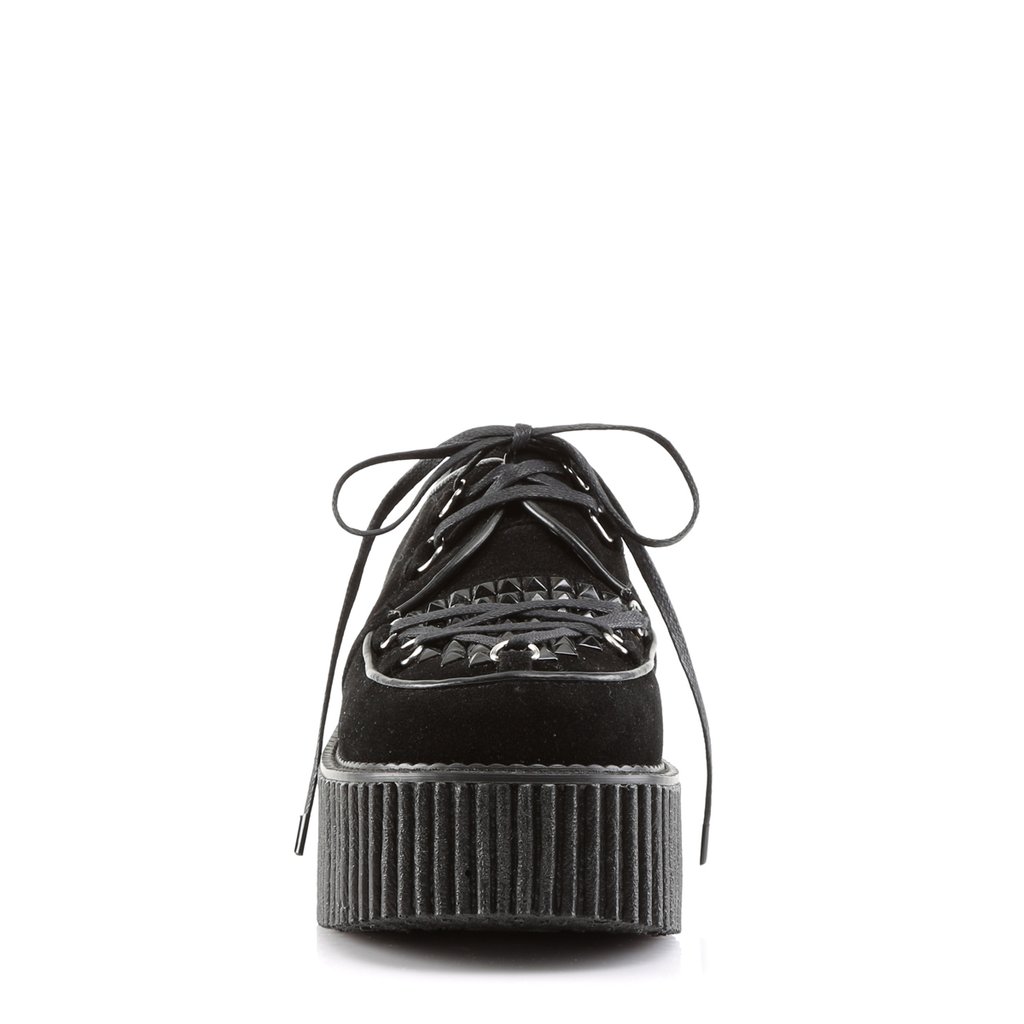 Chaussures Creepers Demonia Creeper-216 Platform Dentelle Up Daim Vegan Noir Femme | SNX-2576617