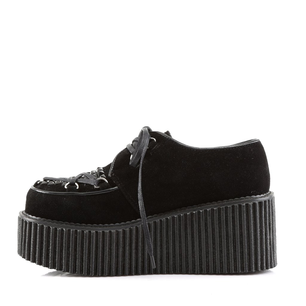 Chaussures Creepers Demonia Creeper-216 Platform Dentelle Up Daim Vegan Noir Femme | SNX-2576617