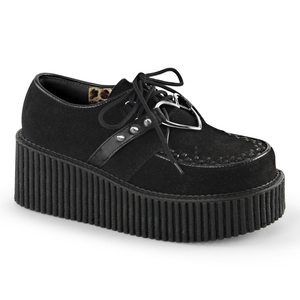 Chaussures Creepers Demonia Creeper-206 Platform Cuir Daim Vegan Noir Femme | HIL-0620724