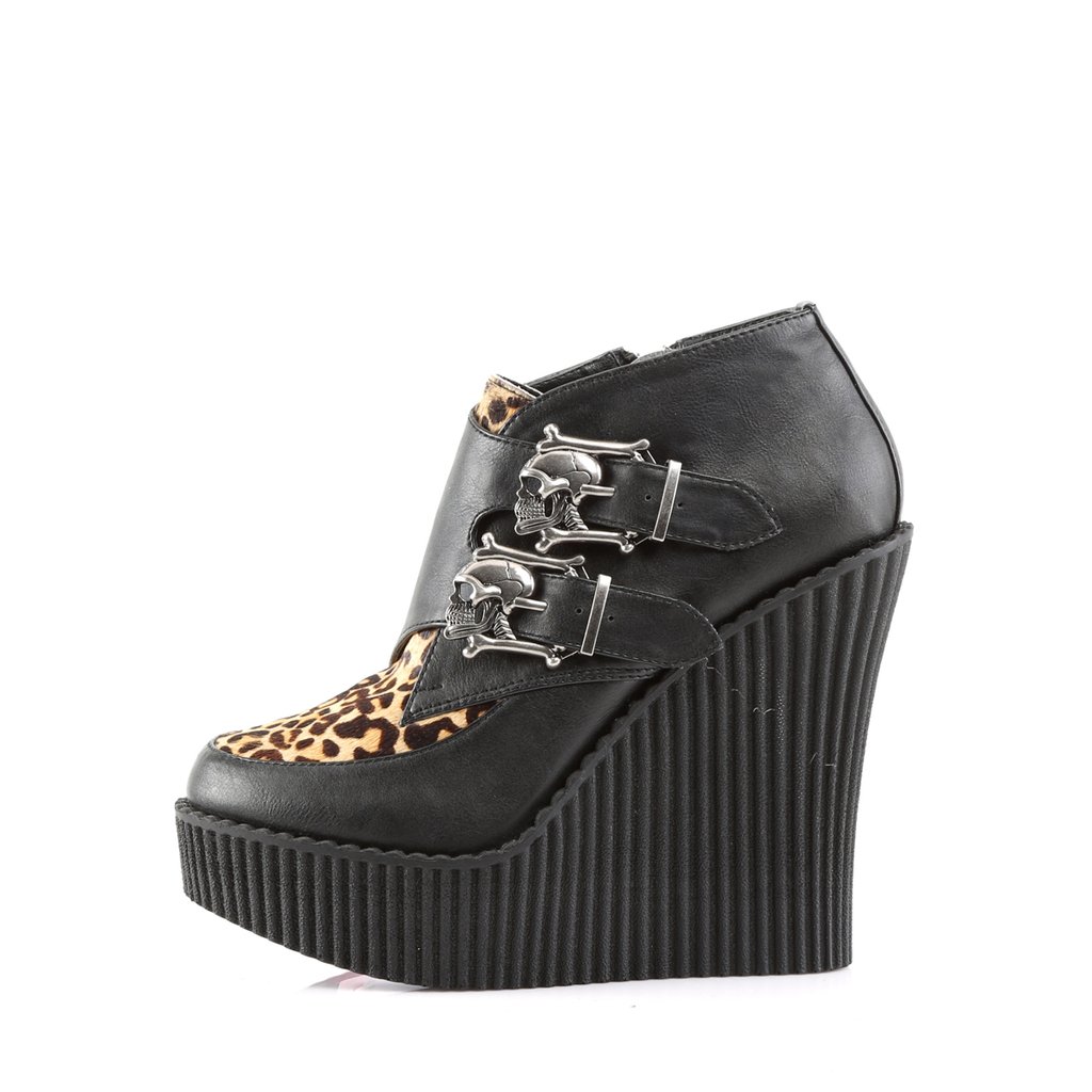 Chaussures Creepers Demonia Creeper-306 Wedge Platform Noir Femme | RIP-8956574