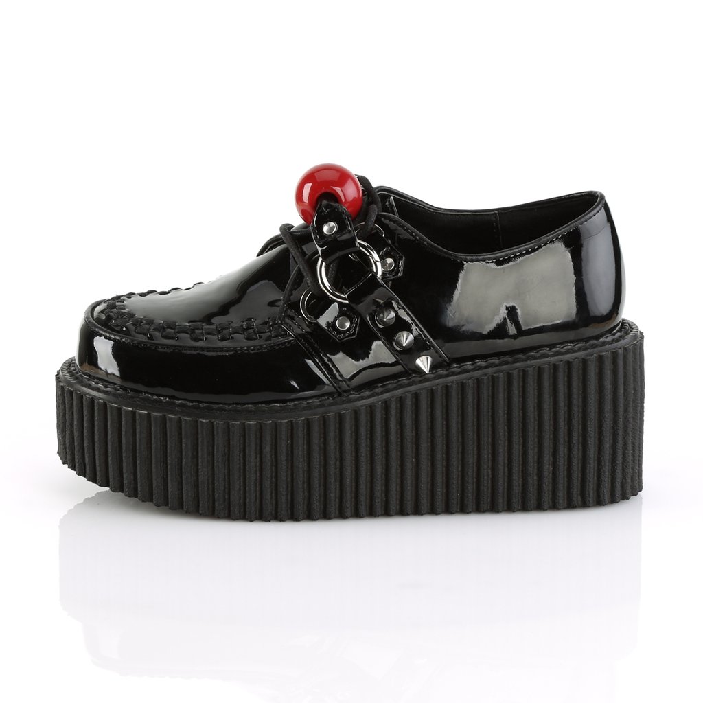 Chaussures Creepers Demonia Creeper-222 Platform Oxford Vernis Noir Femme | OTE-5326687