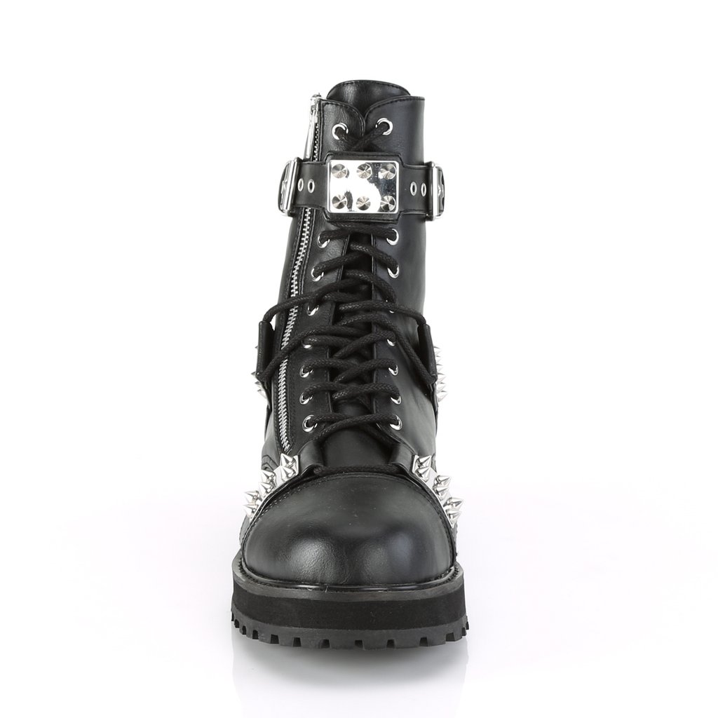 Bottines Demonia Valor-280 Platform Dentelle Up Cuir Vegan Noir Homme | YZK-0479134