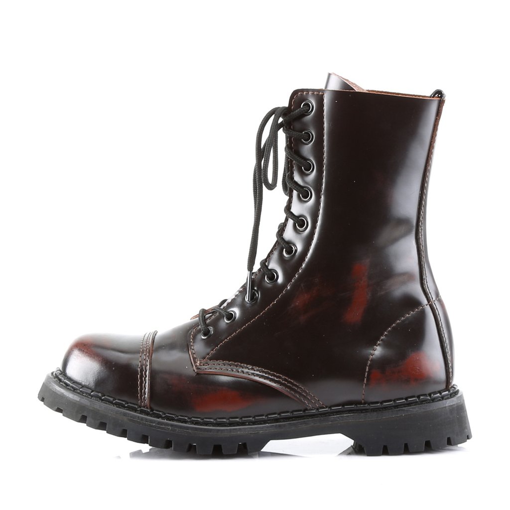 Bottines Demonia Rocky-10 Platform Goth Punk Bordeaux Homme | IEM-8930680