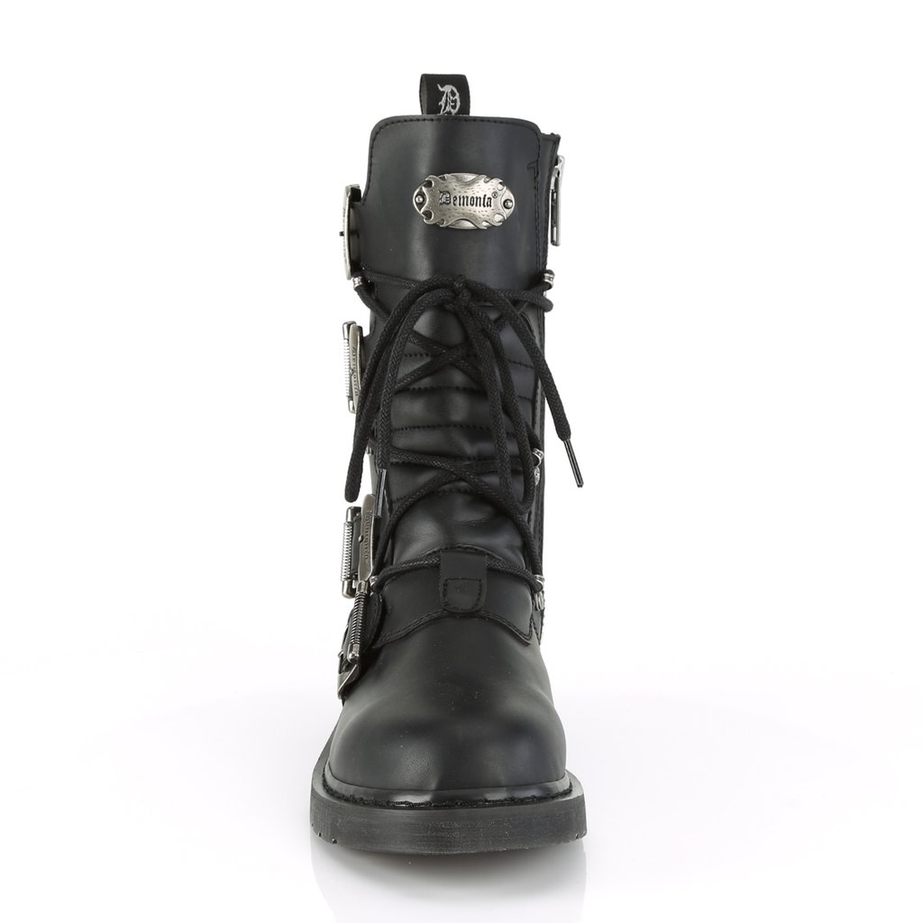 Bottines Demonia Bolt-265 Dentelle Up Cuir Vegan Noir Homme | BGT-4949830