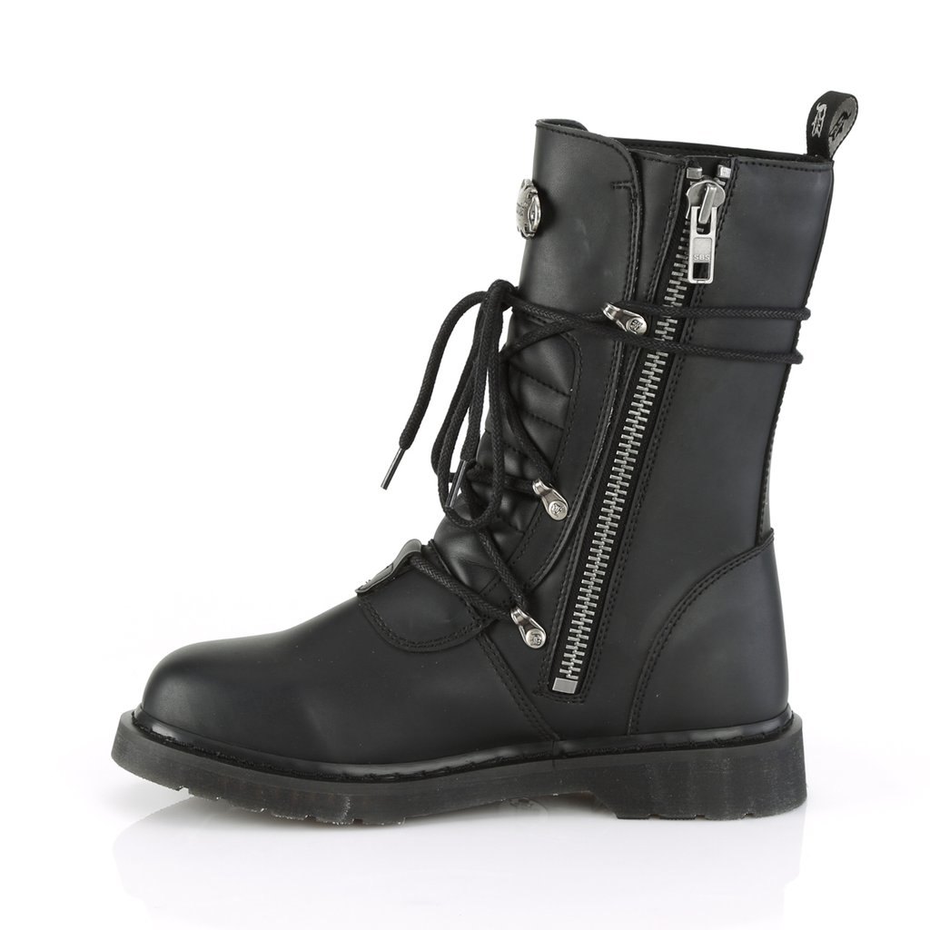 Bottines Demonia Bolt-265 Dentelle Up Cuir Vegan Noir Homme | BGT-4949830