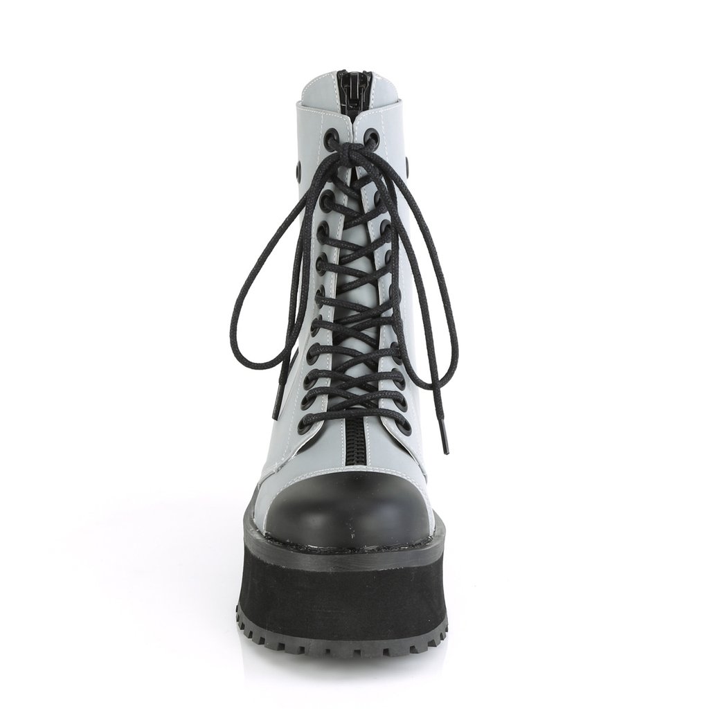 Bottines Demonia Gravedigger-10 Platform Dentelle Up Grise Homme | VXQ-5419690