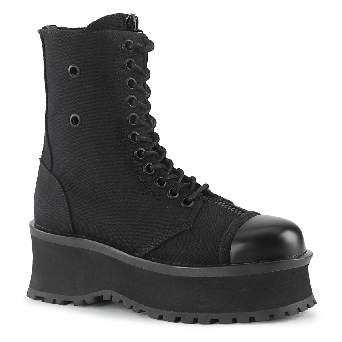 Bottines Demonia Gravedigger-10 Platform Dentelle Up Tela Noir Homme | KBZ-1327120