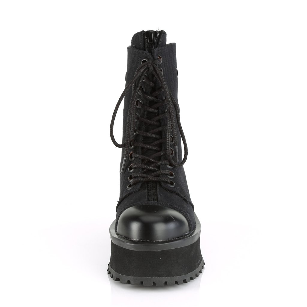 Bottines Demonia Gravedigger-10 Platform Dentelle Up Tela Noir Homme | KBZ-1327120