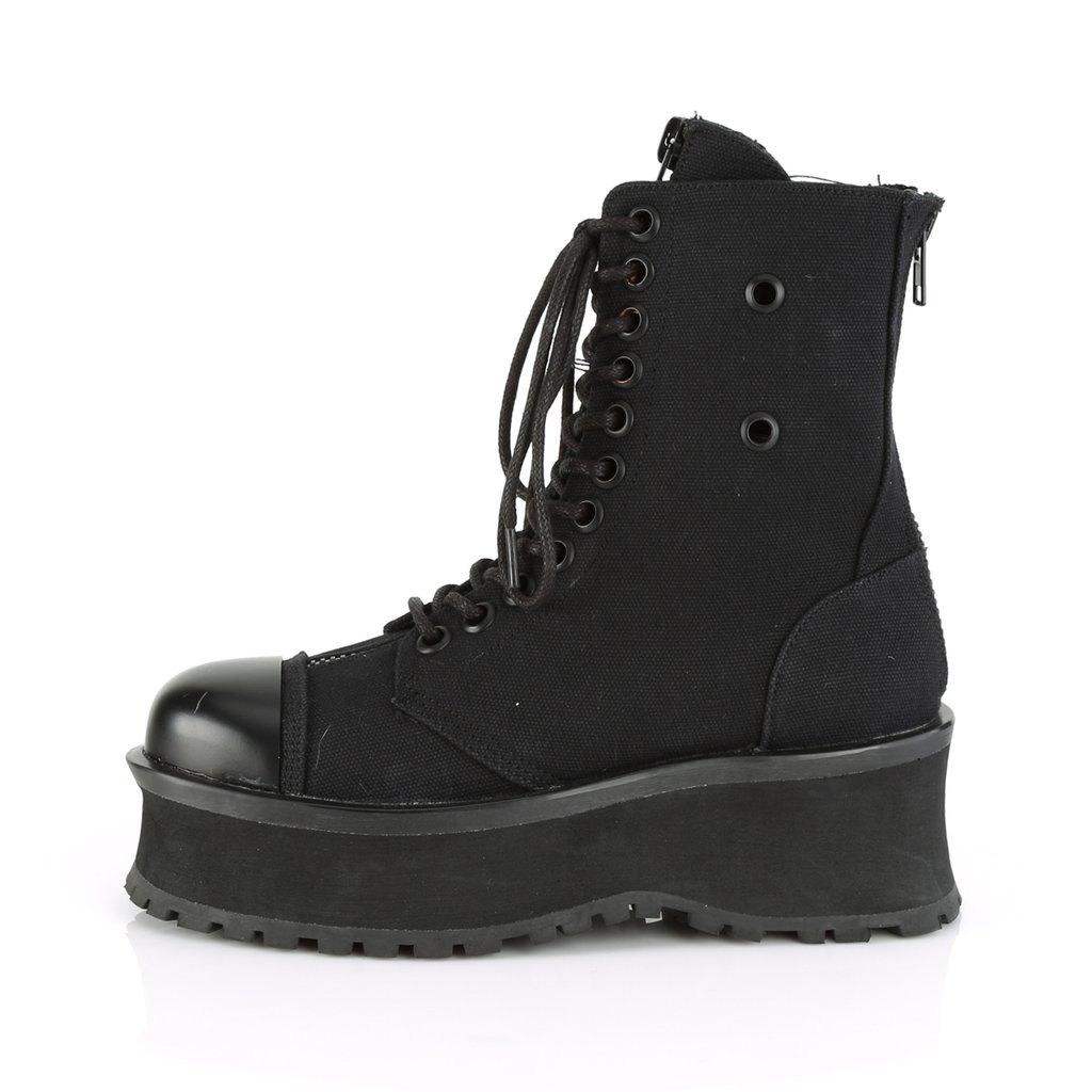 Bottines Demonia Gravedigger-10 Platform Dentelle Up Tela Noir Homme | KBZ-1327120