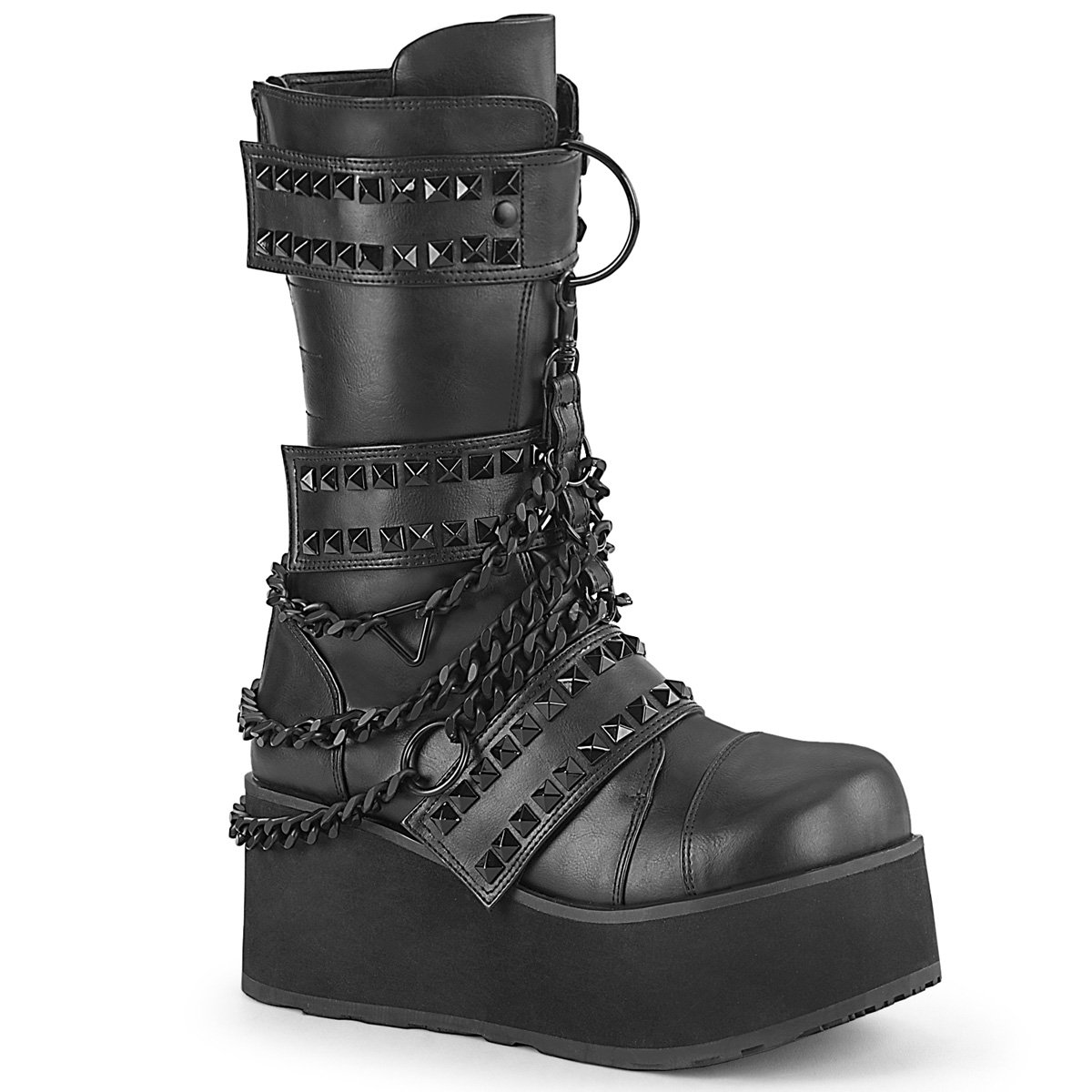 Bottines Demonia Trashville-138 Platform Mid-Calf Cuir Vegan Noir Homme | FJG-2491389