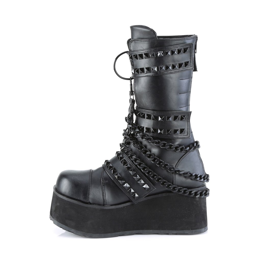 Bottines Demonia Trashville-138 Platform Mid-Calf Cuir Vegan Noir Homme | FJG-2491389