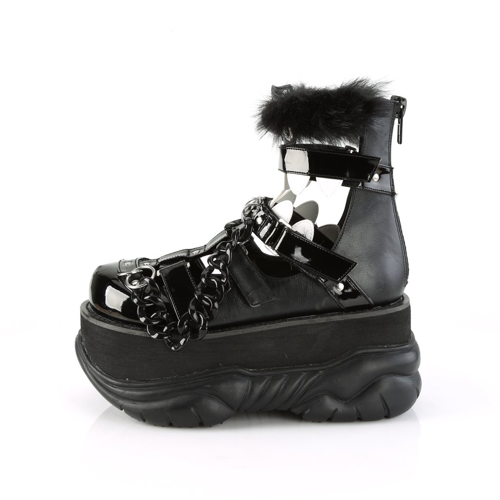 Bottines Demonia Neptune-150 Platform Vegan Vernis Noir Homme | JRY-4471505