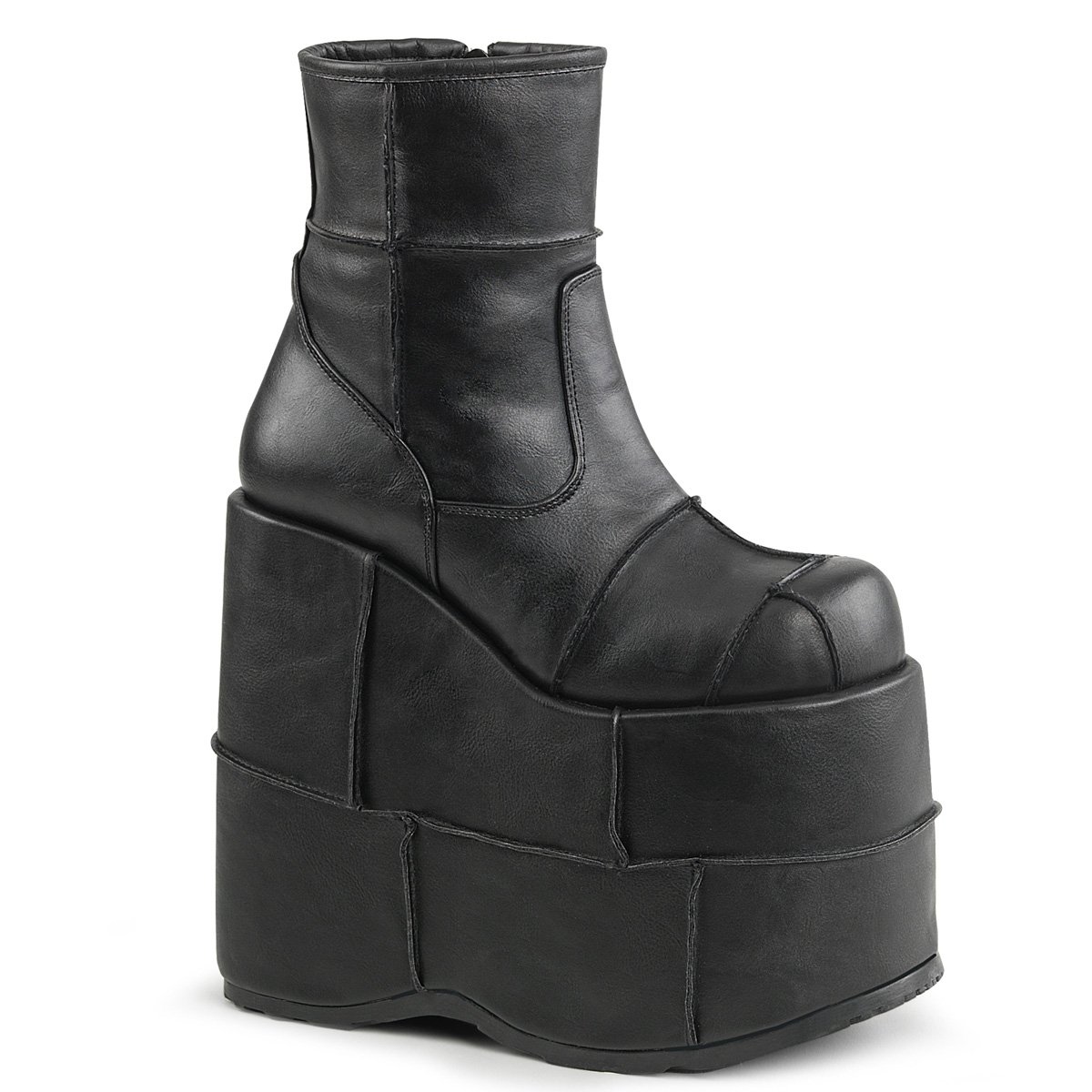 Bottines Demonia Stack-201 Ankle Boot Cuir Vegan Noir Homme | HLC-0278873