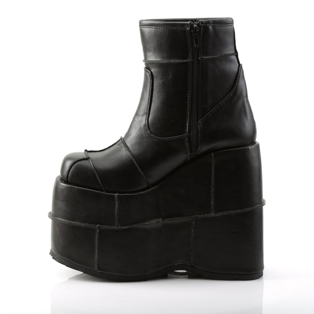 Bottines Demonia Stack-201 Ankle Boot Cuir Vegan Noir Homme | HLC-0278873