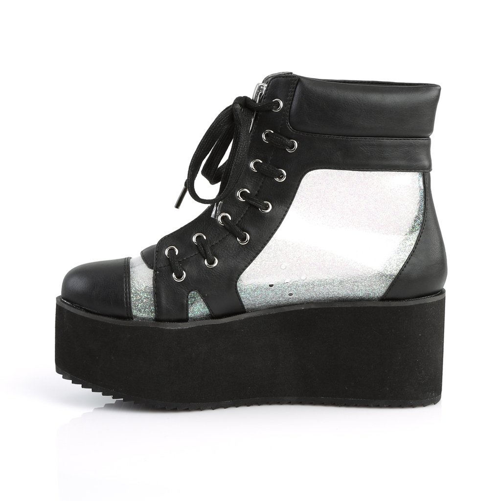 Bottines Demonia Grip-102 Platform Cuir Vegan Noir Femme | NXM-5315924