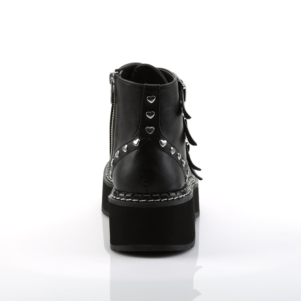 Bottines Demonia Emily-315 Platform Dentelle Up Cuir Vegan Noir Femme | GNP-8536748